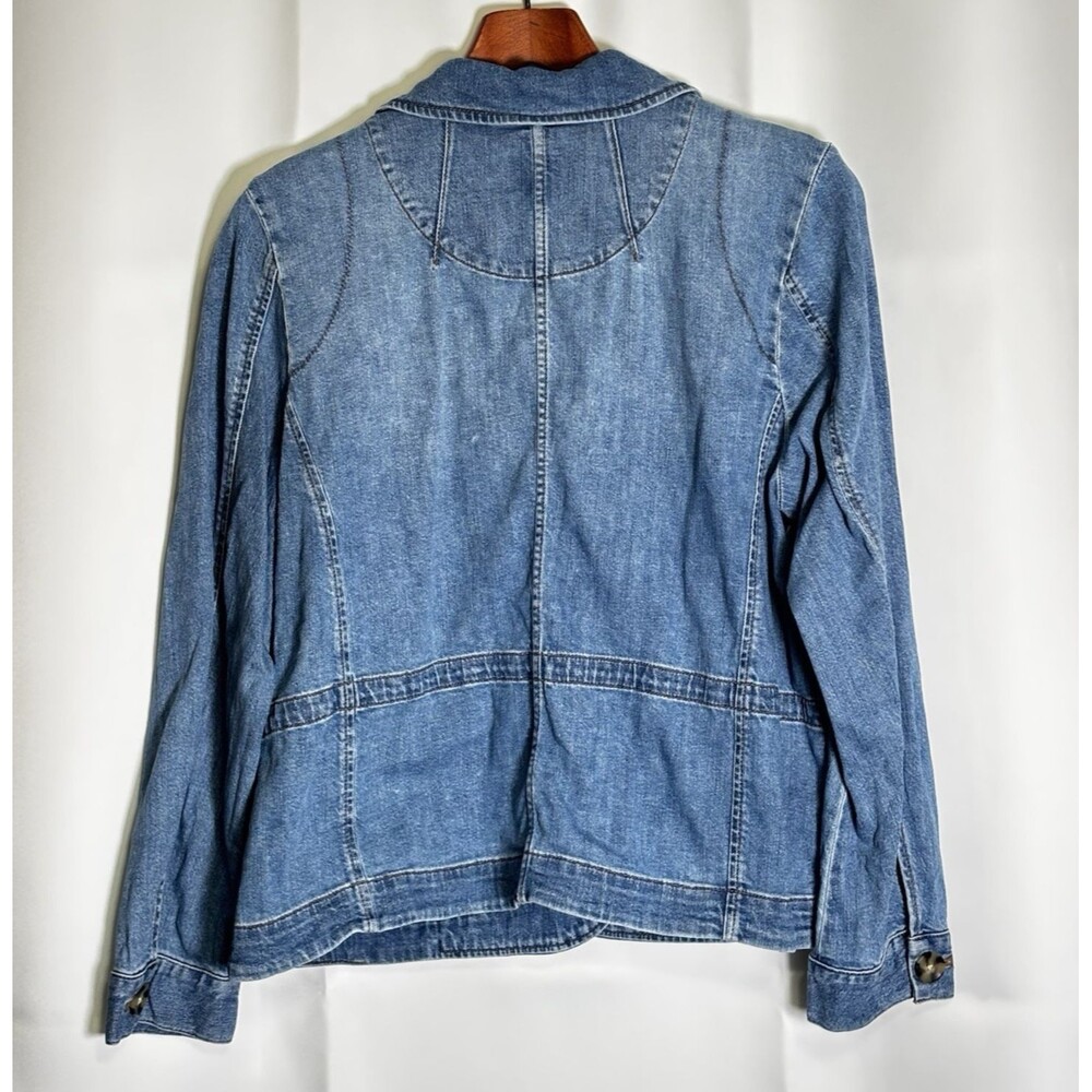 J.Jill Women's Denim Jacket Button Up Blue Jean Coat Size L Casual,Travel - Picture 2 of 8